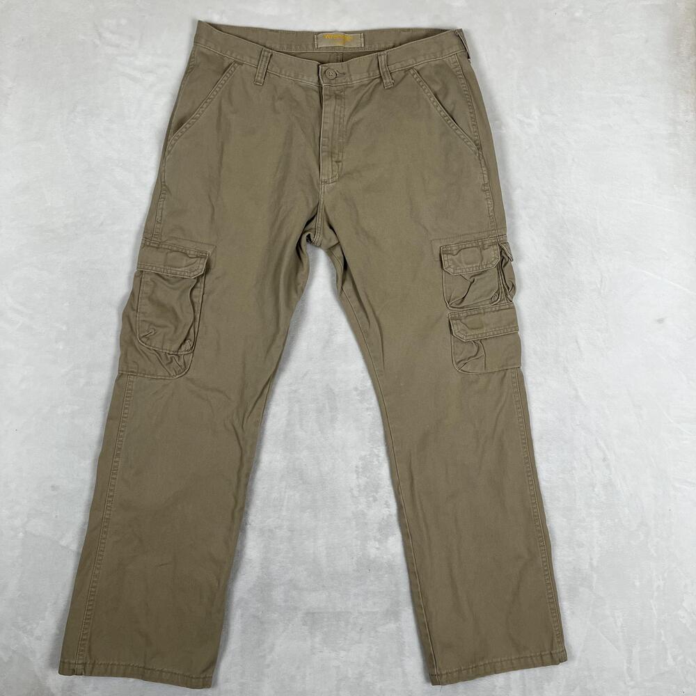Wrangler Cargo Pants Mens 34x30 Beige Relaxed Fit Utility Pockets Casual